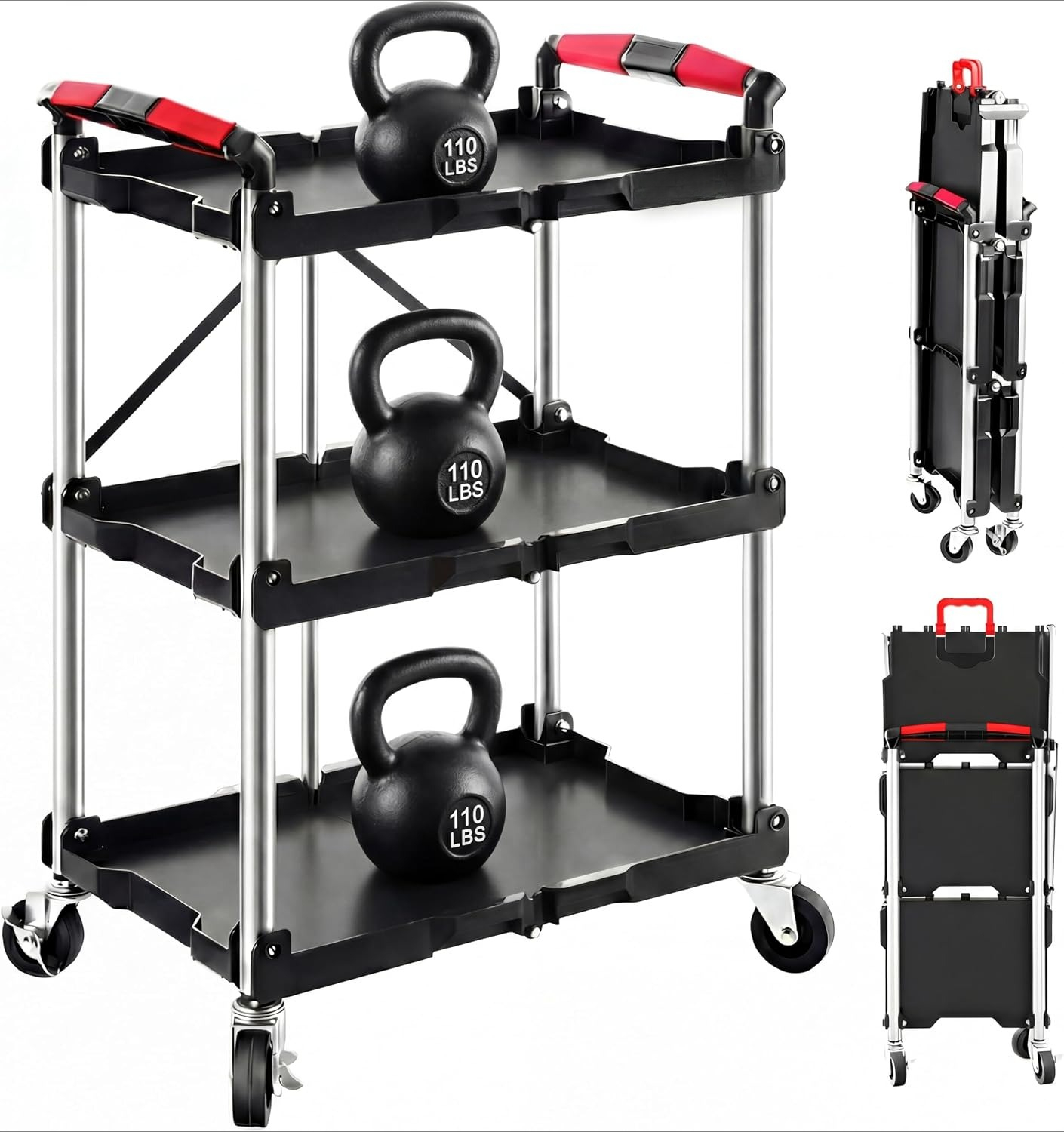 Трехъярусная складная тележка- – обзор и цена Tools Trolley For Workshop